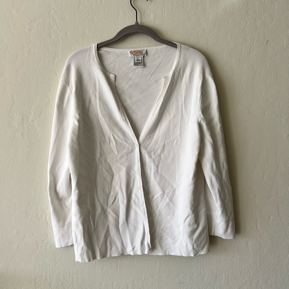 Talbots Ivory Open-Front Cardigan